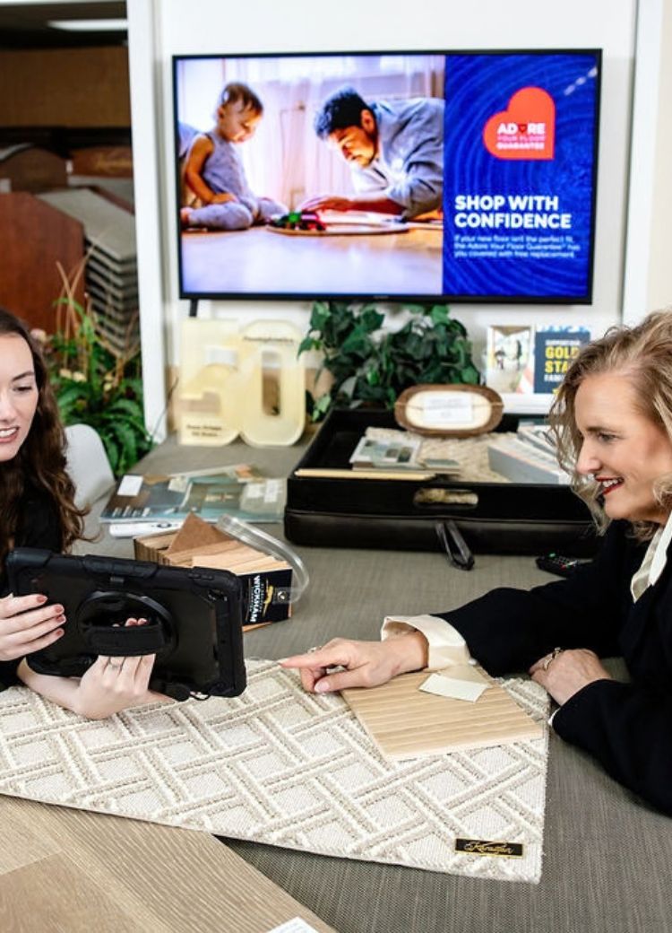 Dave Grigg's Flooring America Interior Design experts helping customer